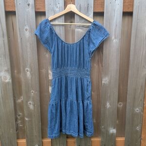 Gap Denim Flutter Sleeve Tieres Mini Dress